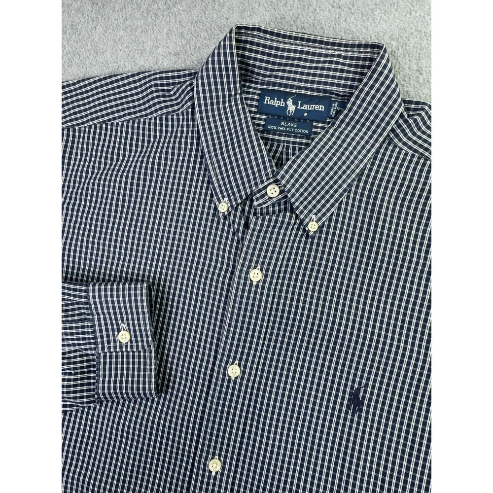 Ralph Lauren Blake Long Sleeve Shirt Men's Size L Blue Gingham Check Pony Preppy